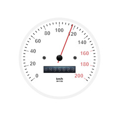 Realistic speedometer. Sport car odometer with motor miles measuring scale. Racing speed counter. Engine power concept template. Vector illustration
