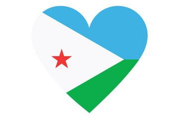 Djibouti flag of heart shape isolated on white background