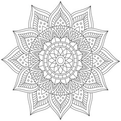 Leaf Flower Petal Coloring Mandala Art Simple Graphic Shape Vector Floral Oriental Outline Vintage Decorative Elements Pattern Illustration Islam Arabic Indian Turkish Mystic Religion Morals Lotus