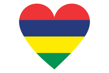 Mauritius flag of heart shape isolated on white background