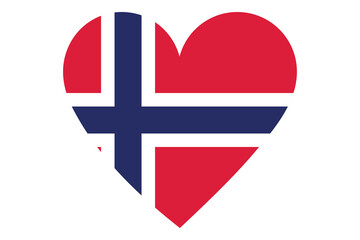 Norway flag of heart shape isolated on white background