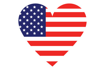 USA flag of heart shape isolated on white background © stu-khaii