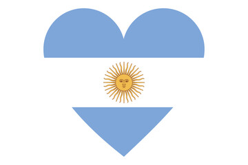 Argentina flag of heart shape isolated on white background