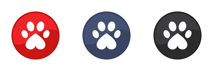 Paw print icons set. Animal footprints logo. Cat paw print. Flat design. Vector illustration. © Andrii
