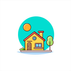 illustration vector graphic of  house Building Icon Concept White Isolated. Flat Cartoon Style Suitable for Web Landing Page, Banner, Sticker, Background