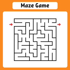 Square maze. Game for kids. Puzzle for children. Labyrinth conundrum. Vector illustration. Find the right path.