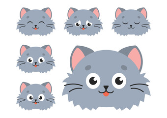 Cute cat. Cartoon character. Colorful vector illustration. Isolated on white background. Design element. Template for your design, books, stickers, cards.