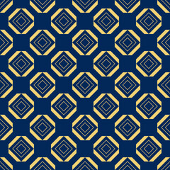 Abstract geometric pattern with lines. Vector seamless pattern. Blue-black and gold texture