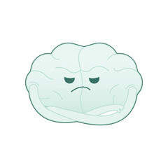 Angry Brain Black and White Color with Crossed Arms. Modern Flat Vector Illustration. Train Your Brain. Social Media Template. 