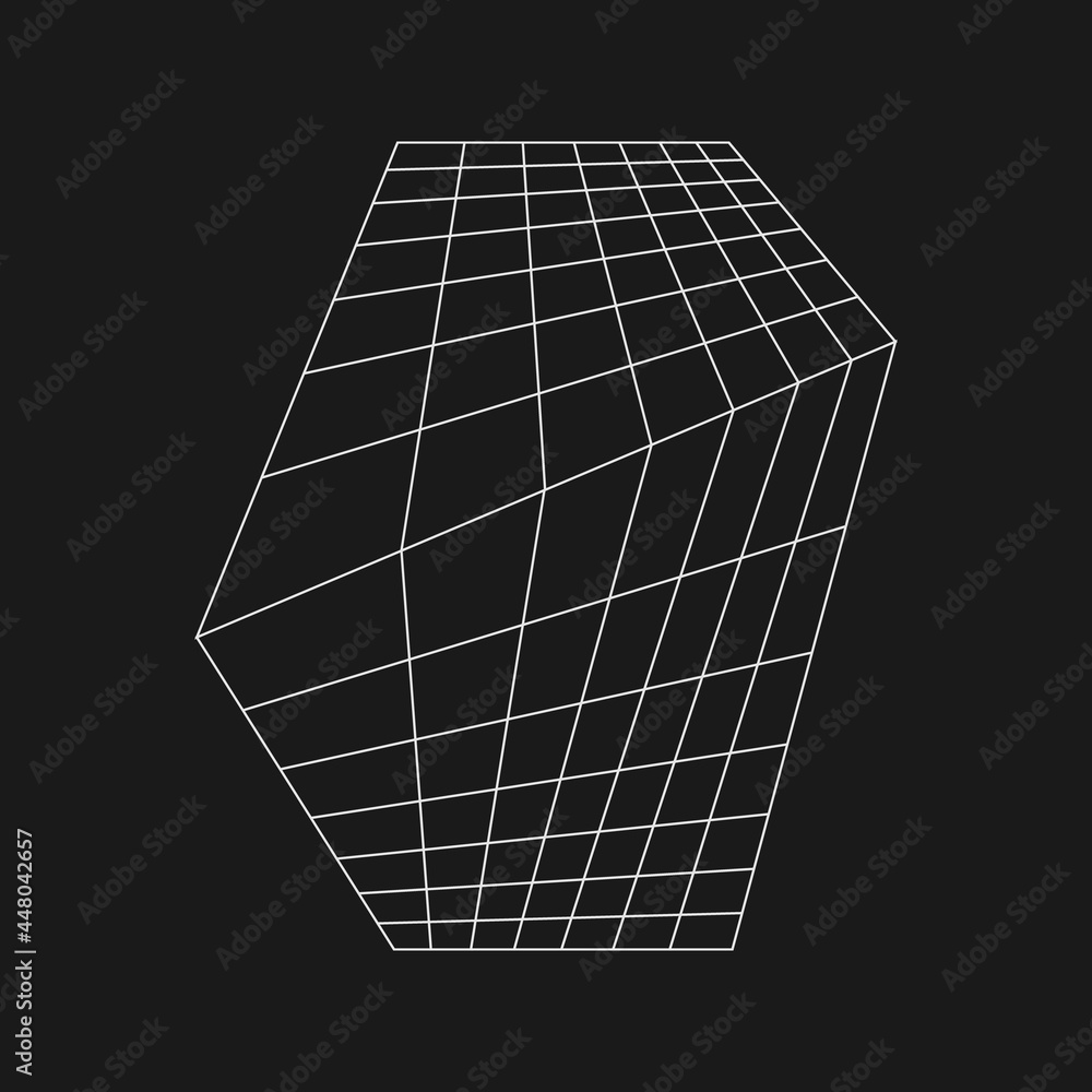 Aufkleber retrofuturistic perspective distorted grid converging at the horizon. cyber retro design element. gr