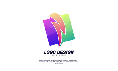 awesome abstract creative flash rectangle color gradient logo design