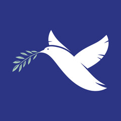 Obraz na płótnie Canvas Dove with a green twig in its beak. Symbol of peace, icon. Vector illustration EPS 10