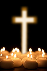 christening cross with candle