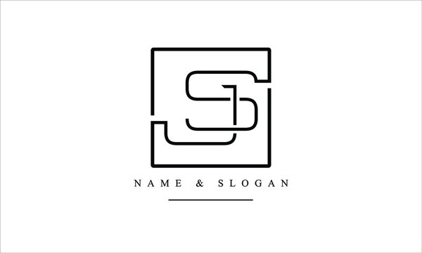 SJ, JS, S, J abstract letters logo monogram