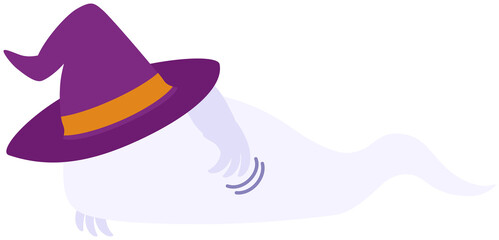 ハロウィンで横になるゴーストのイラスト（アウトラインあり）