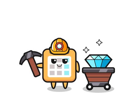 Character Illustration of calendar as a miner