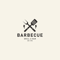 BBQ and Steakhouse hipster logo illustrations. Vintage barbecue emblems. Restaurant labels, emblems, logo. Vector logo template