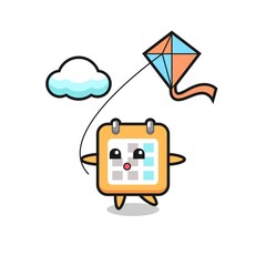 Naklejka premium calendar mascot illustration is playing kite
