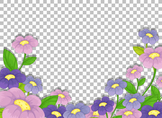 Purple flower frame template on transparent background