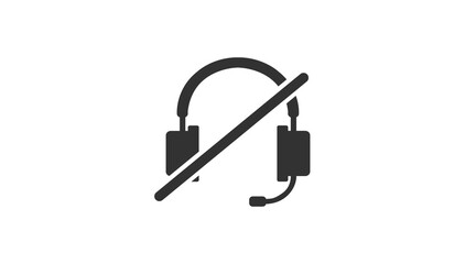 Disabled Headphones Icon. Black and white editable vector illustration of headphones crossed