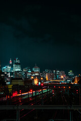 Sydney City Night Time Buildings with Train Long Exposure Redfern