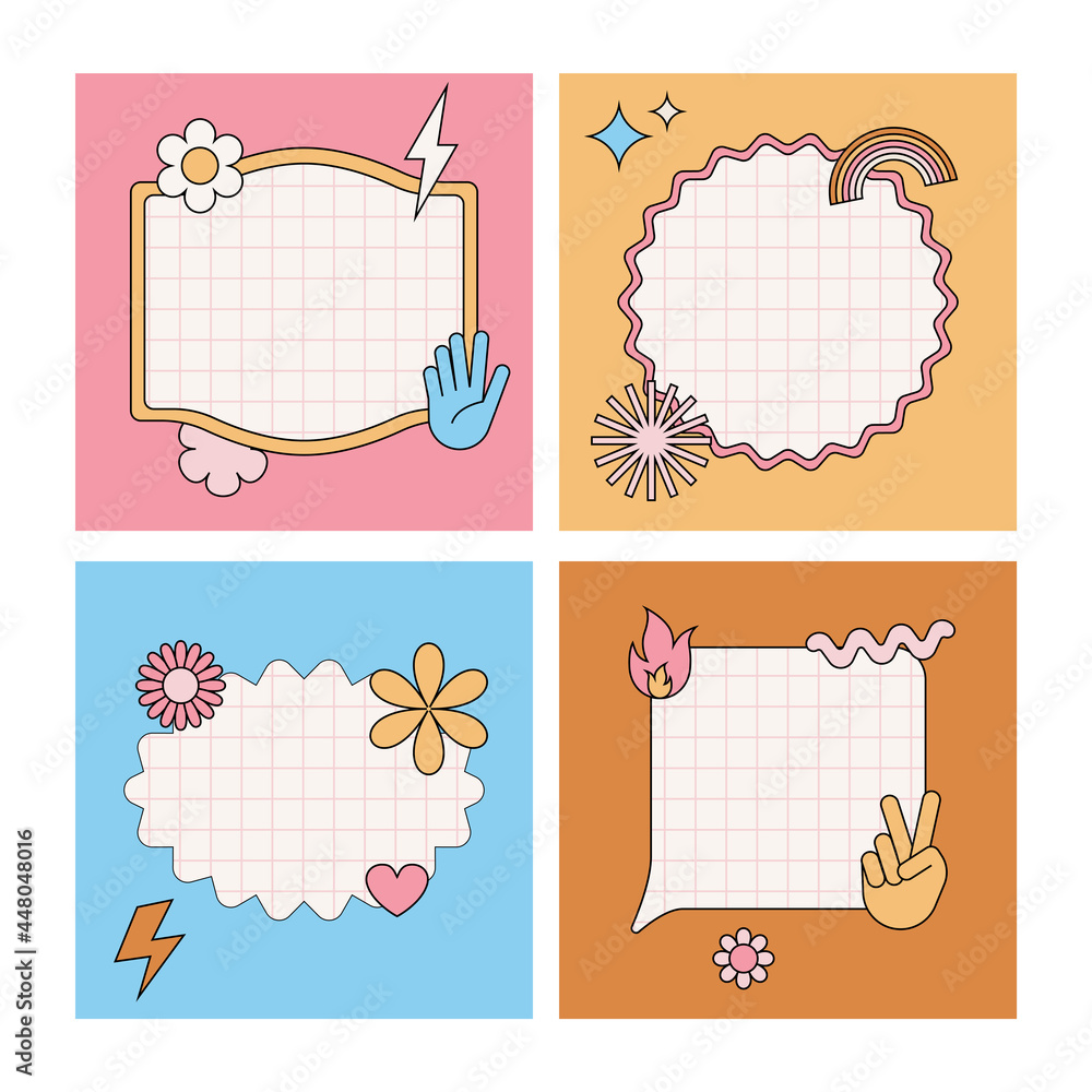 Poster Vector set of design elements, patches and stickers with copy space for text - abstract background elements