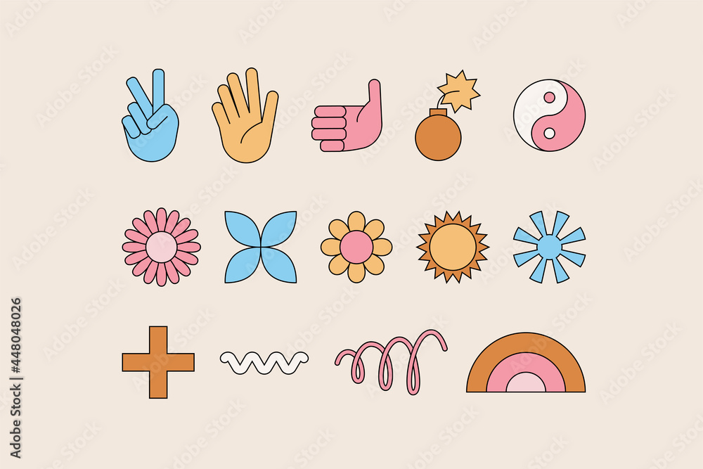 Aufkleber Vector set of design elements, patches and stickers with copy space for text - abstract background elements