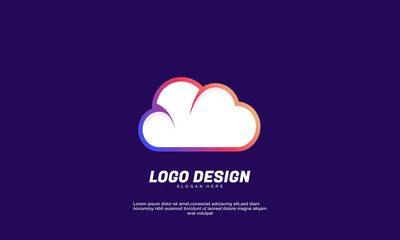 abstract creative company idea cloud gradient color logo flat design