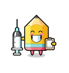 Mascot Illustration of pencil as a doctor