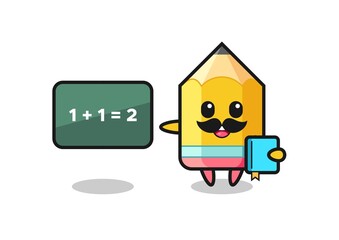 Illustration of pencil character as a teacher