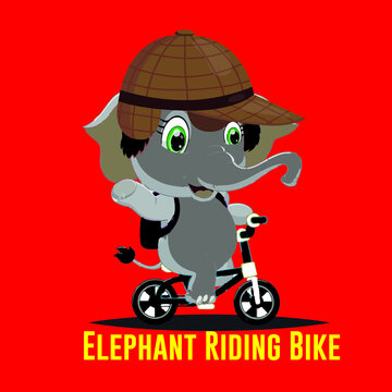 Elephant Riding Bike slogan t shirt design