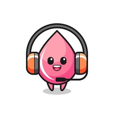Cartoon mascot of strawberry juice drop as a customer service