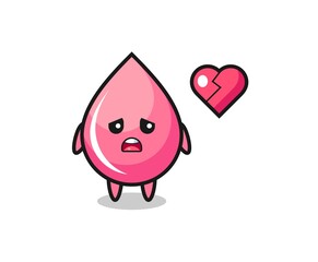 strawberry juice drop cartoon illustration is broken heart