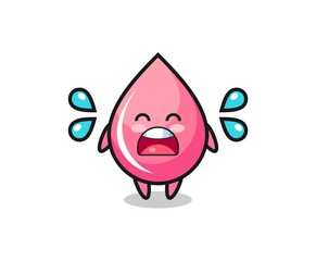 strawberry juice drop cartoon illustration with crying gesture