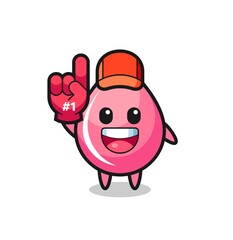 strawberry juice drop illustration cartoon with number 1 fans glove