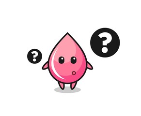 Cartoon Illustration of strawberry juice drop with the question mark