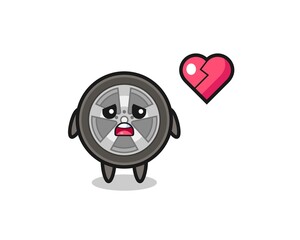 car wheel cartoon illustration is broken heart