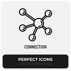 Connection, network, communication thin line icon. Vector illustration.