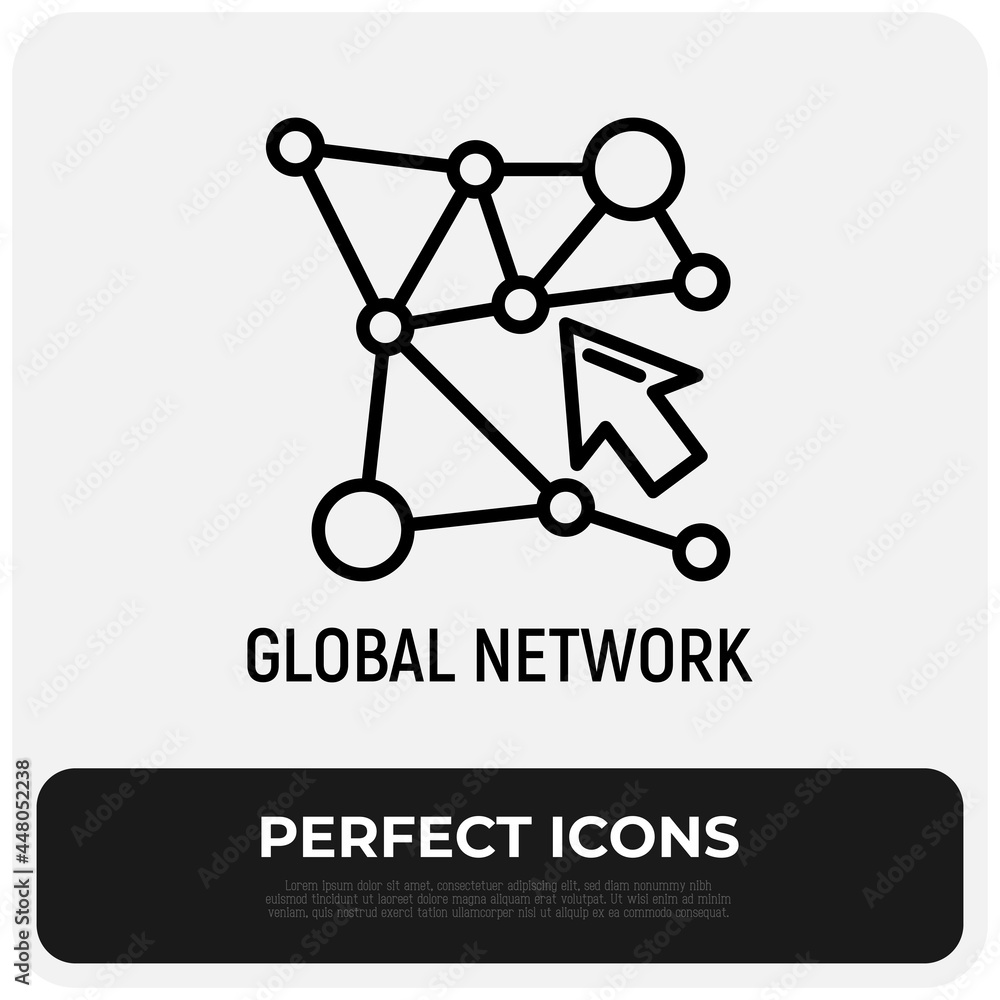 Poster global network, globalization thin line icon. modern vector illustration of internet connection.