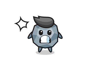 stone character cartoon with shocked gesture