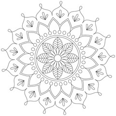 Leaf Flower Petal Coloring Mandala Art Simple Graphic Shape Vector Floral Oriental Outline Vintage Decorative Elements Pattern Illustration Islam Arabic Indian Turkish Mystic Religion Morals Lotus
