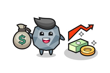 stone illustration cartoon holding money sack