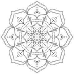 Leaf Flower Petal Coloring Mandala Art Simple Graphic Shape Vector Floral Oriental Outline Vintage Decorative Elements Pattern Illustration Islam Arabic Indian Turkish Mystic Religion Morals Lotus