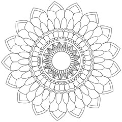 Leaf Flower Petal Coloring Mandala Art Simple Graphic Shape Vector Floral Oriental Outline Vintage Decorative Elements Pattern Illustration Islam Arabic Indian Turkish Mystic Religion Morals Lotus
