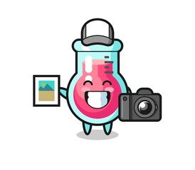 Character Illustration of laboratory beaker as a photographer