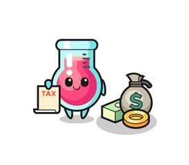Character cartoon of laboratory beaker as a accountant