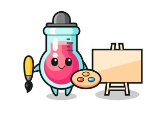 Illustration of laboratory beaker mascot as a painter