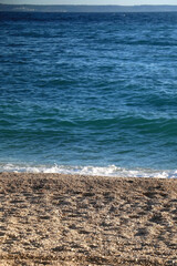 Beautiful sandy beach on sunny day. Selective focus.