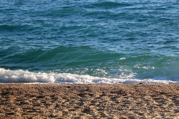 Beautiful sandy beach on sunny day. Selective focus.