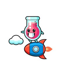 Fototapeta premium laboratory beaker mascot character riding a rocket